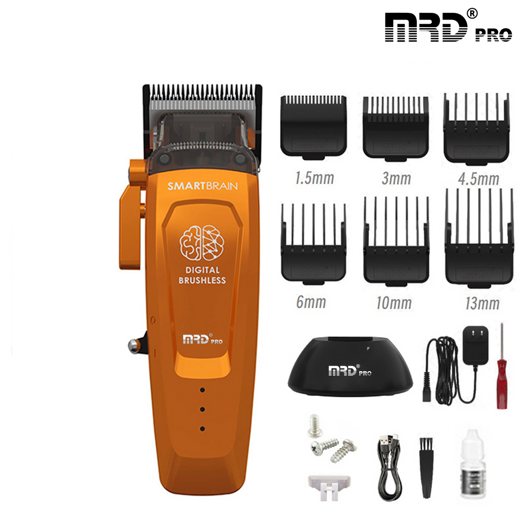 MRDPRO SMART BRAIN HC 90-4-ORANGE-Premium Brushless Motor Hair Clipper (7200 RPM) with DLC Blade & Zero Gap Adjustable Taper