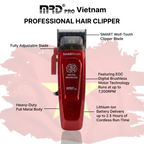 MRDPRO SMART BRAIN HC 90-4-BURGUNDY-Premium Brushless Motor Hair Clipper (7200 RPM) with DLC Blade & Zero Gap Adjustable Taper