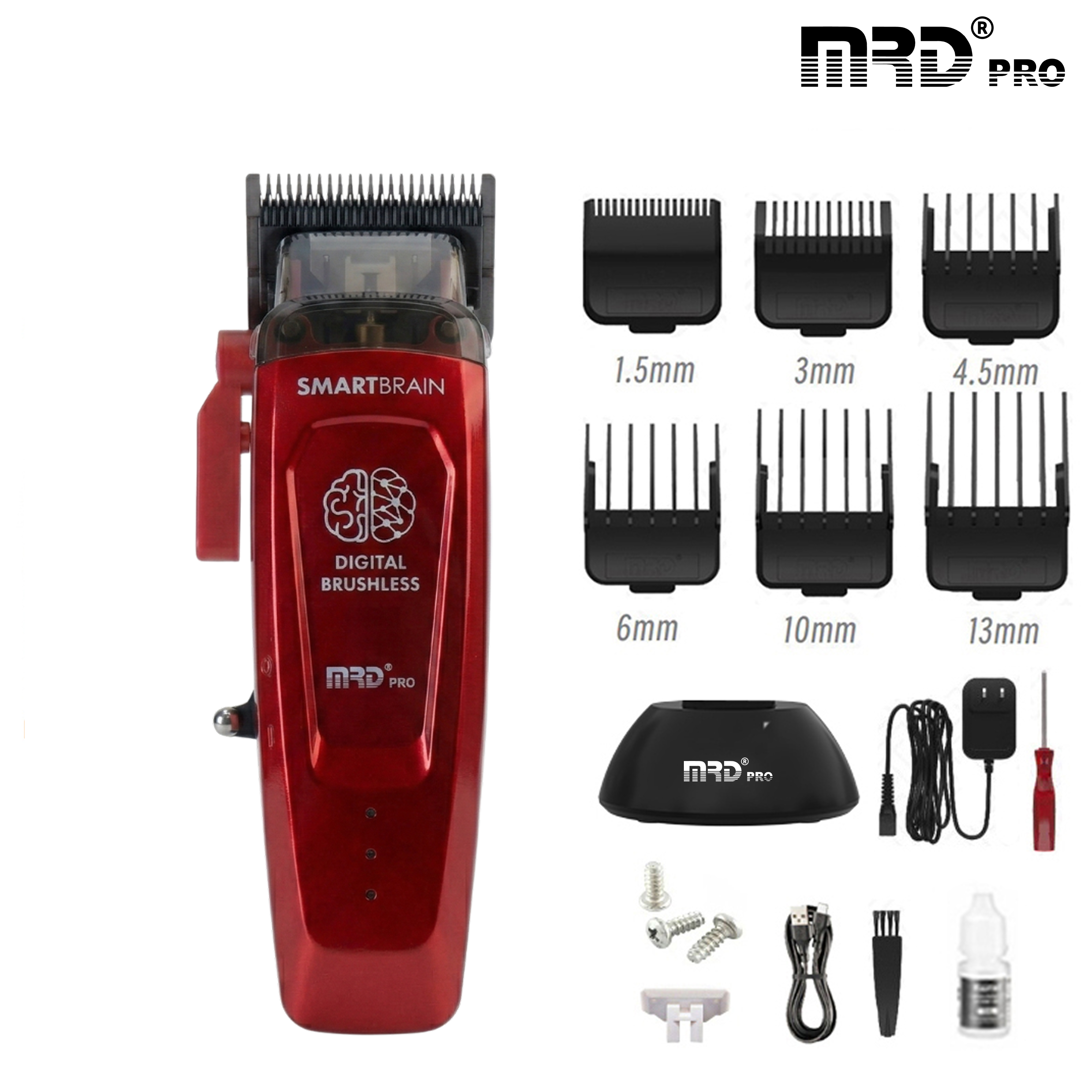 MRDPRO SMART BRAIN HC 90-4-BURGUNDY-Premium Brushless Motor Hair Clipper (7200 RPM) with DLC Blade & Zero Gap Adjustable Taper