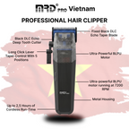 MRDPRO CYBORG PRO 2026-BLACK-Professional Cordless Hair Clipper - Full Metal, 3300mAh, BLPU Motor for Barbers