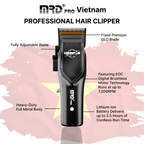 Uranus Professional Barber Clipper HC-3969V-BLACK-Zero Gap, 7500 RPM Motor, DLC Blade
