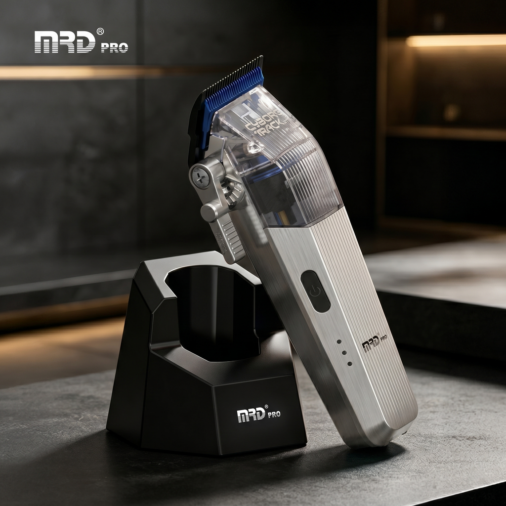 MRDPRO CYBORG PRO 2026-SILVER-Professional Cordless Hair Clipper - Full Metal, 3300mAh, BLPU Motor for Barbers