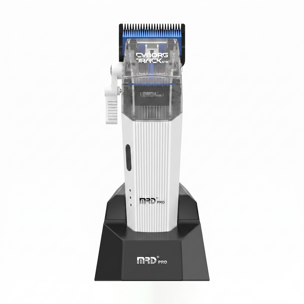 MRDPRO CYBORG PRO HC-666-WHITE-Professional Cordless Hair Clipper - Full Metal, 3300mAh, BLPU Motor for Barbers