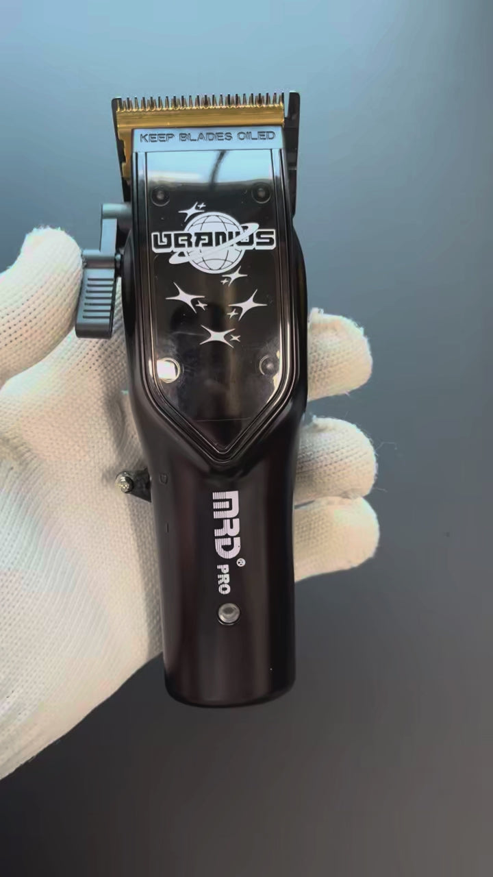 Uranus Professional Barber Clipper HC-3969V-BLACK-Zero Gap, 7500 RPM Motor, DLC Blade