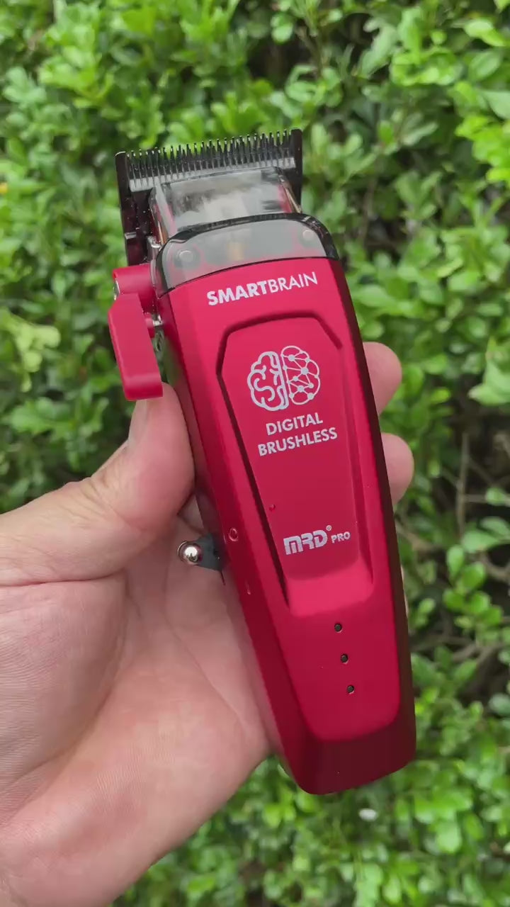 MRDPRO SMART BRAIN HC 90-4-BURGUNDY-Premium Brushless Motor Hair Clipper (7200 RPM) with DLC Blade & Zero Gap Adjustable Taper